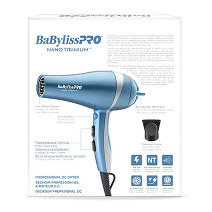 BaBylissPRO Nano titanium lightweight hair dryer BNT5548