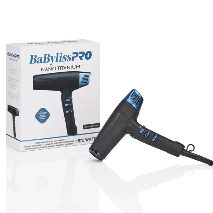 BaBylissPRO NANO TITANIUM™ Limited Edition Black & Blue Professional High-speed Dual Ionic Dryer #BNTMB9100