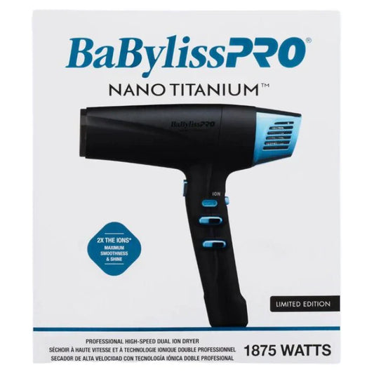 BaBylissPRO NANO TITANIUM™ Limited Edition Black & Blue Professional High-speed Dual Ionic Dryer #BNTMB9100