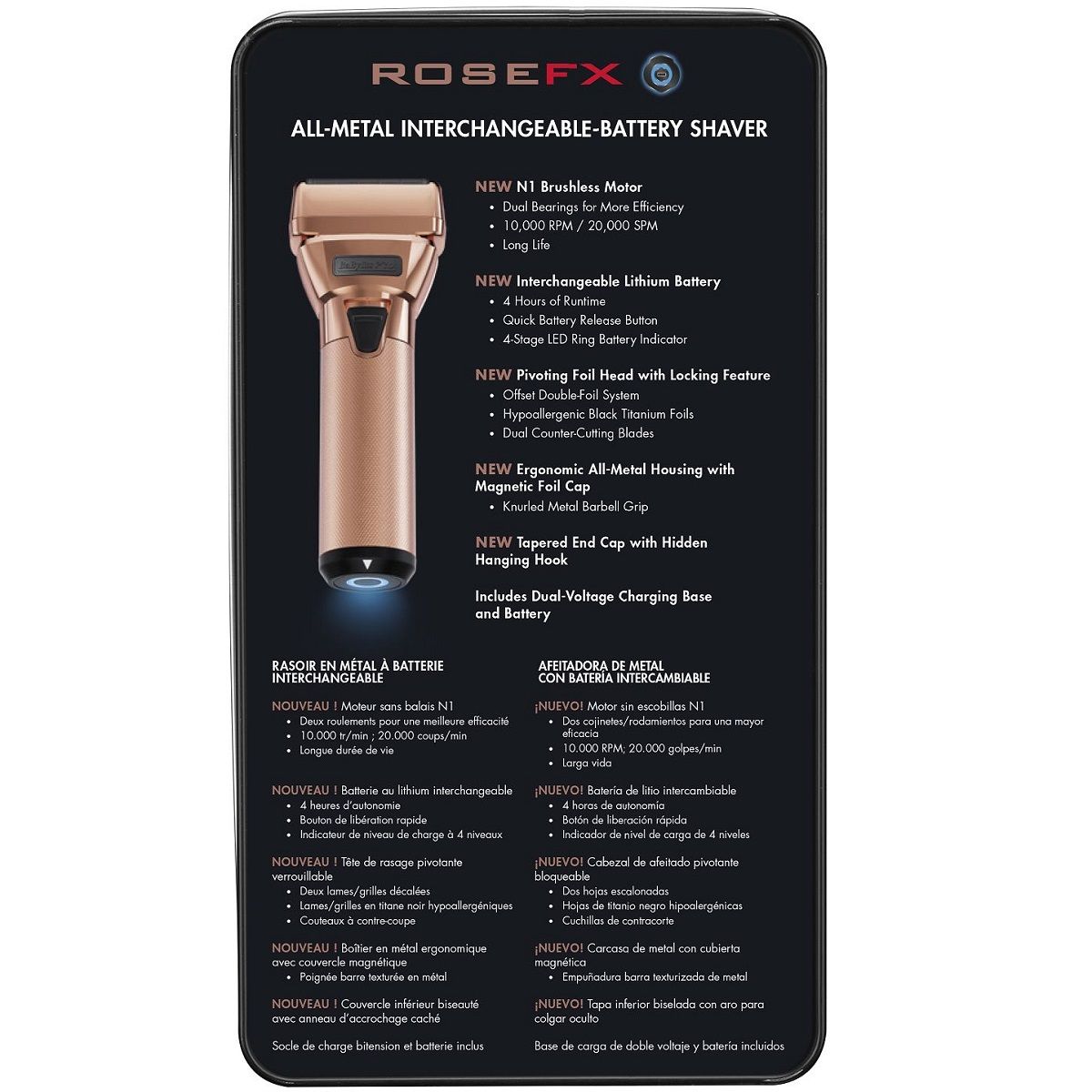 BabylissPro FXOne Cordless Double Foil Shaver Rose Gold #FX79FSRG