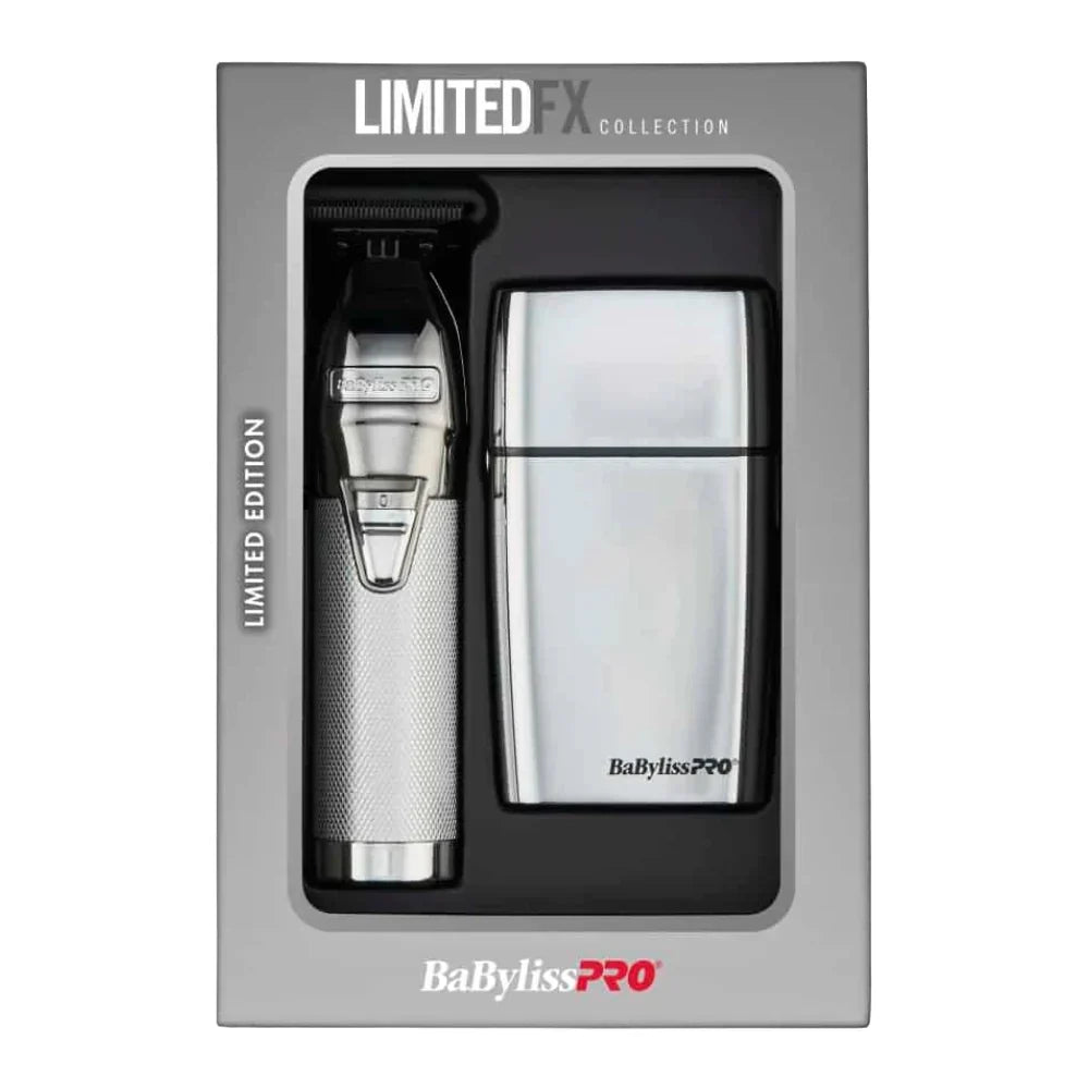 BabylissPro Limited Edition Silver Trimmer and Double Foil Shaver Value Pack FXDUOFS2TS