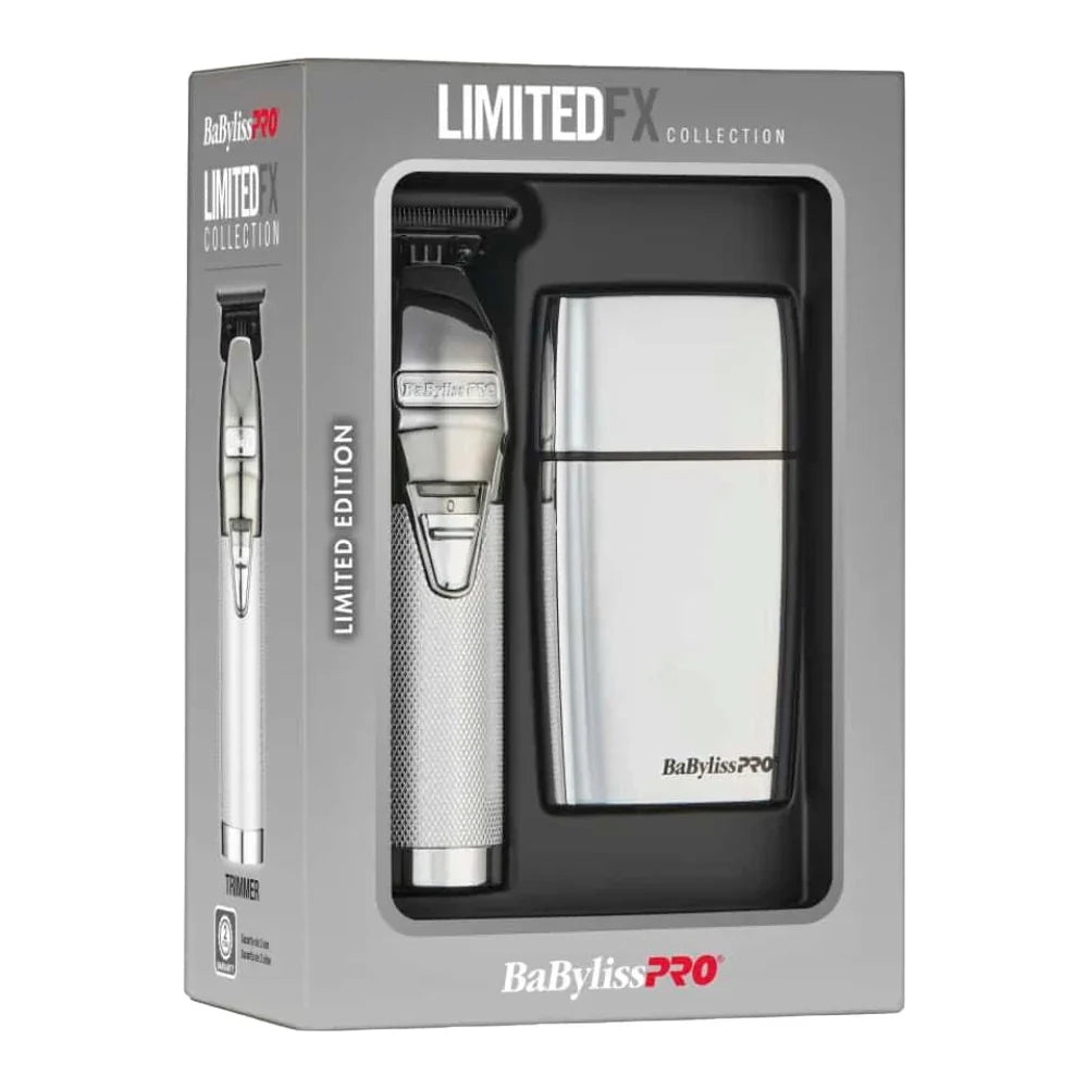 BabylissPro Limited Edition Silver Trimmer and Double Foil Shaver Value Pack FXDUOFS2TS