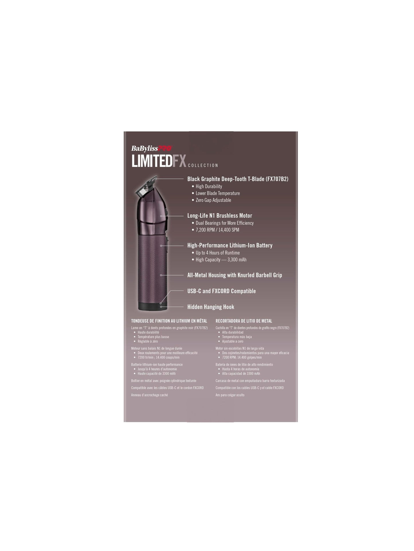 BaBylissPRO LimitedFX Midnight Purple Trimmer #FX787NP