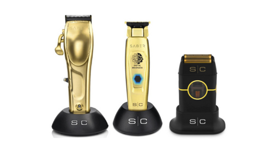 Stylecraft Saber Clipper Gold #SC605G & Trimmer Gold #SC405G & SC807B Instinct Black Shaver